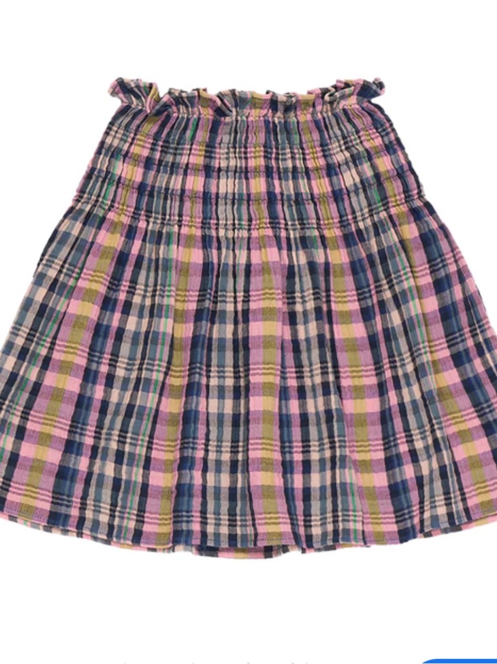 THE NEW SOCIETY Plaid Smocked Waist Skirt - Pink & Blue